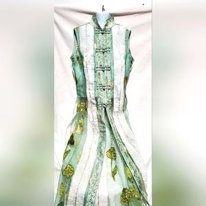Vintage Metallic Green Gold Gothic vest waistcoat bodice size M costume cosplay